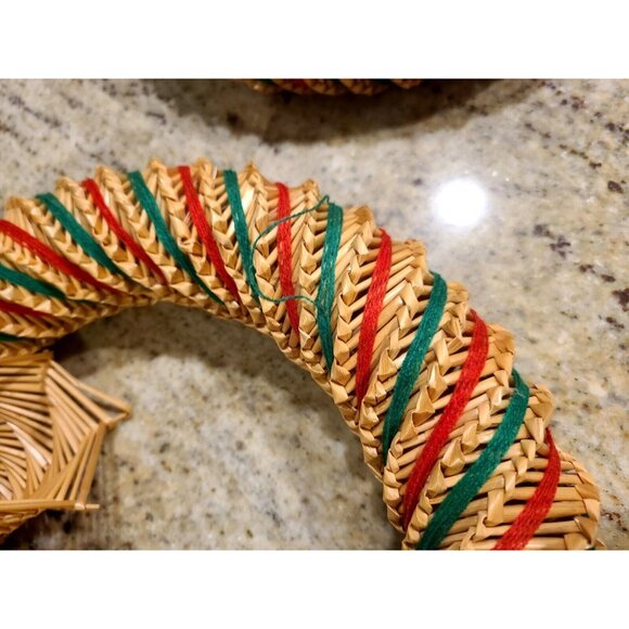 Scandinavian Swedish Straw Christmas Wreath with Bells. Set of 3. App 11" Diam. - Picture 8 of 12